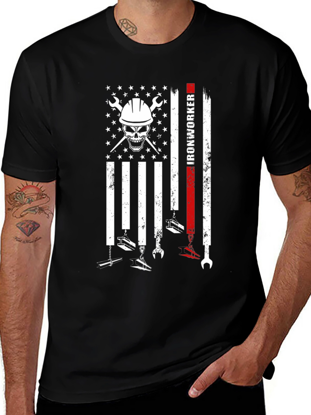 Ironworker Skull Flag T-Shirt