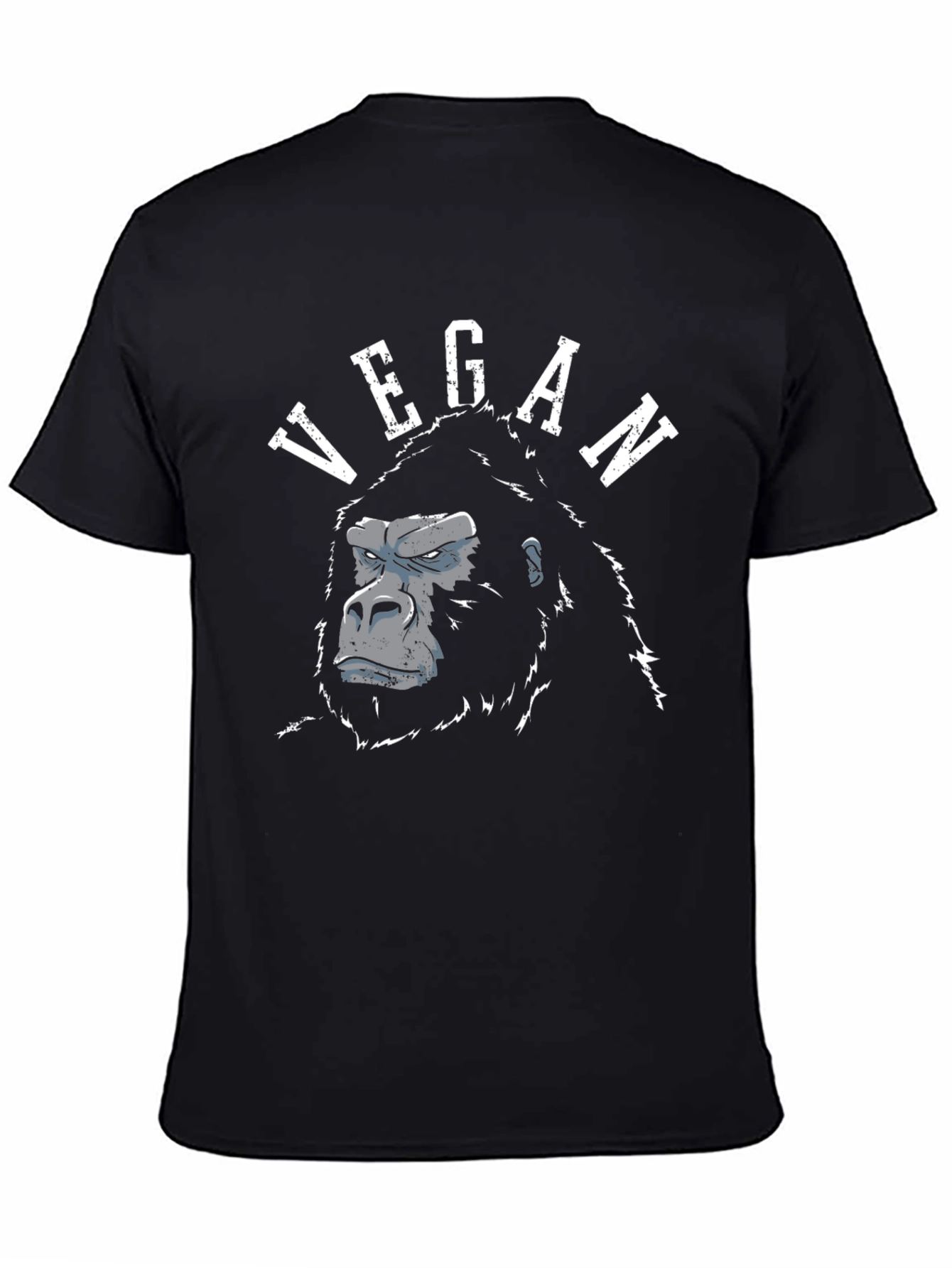 Vegan Gorilla Graphic T-Shirt - Black Crew Neck Tee