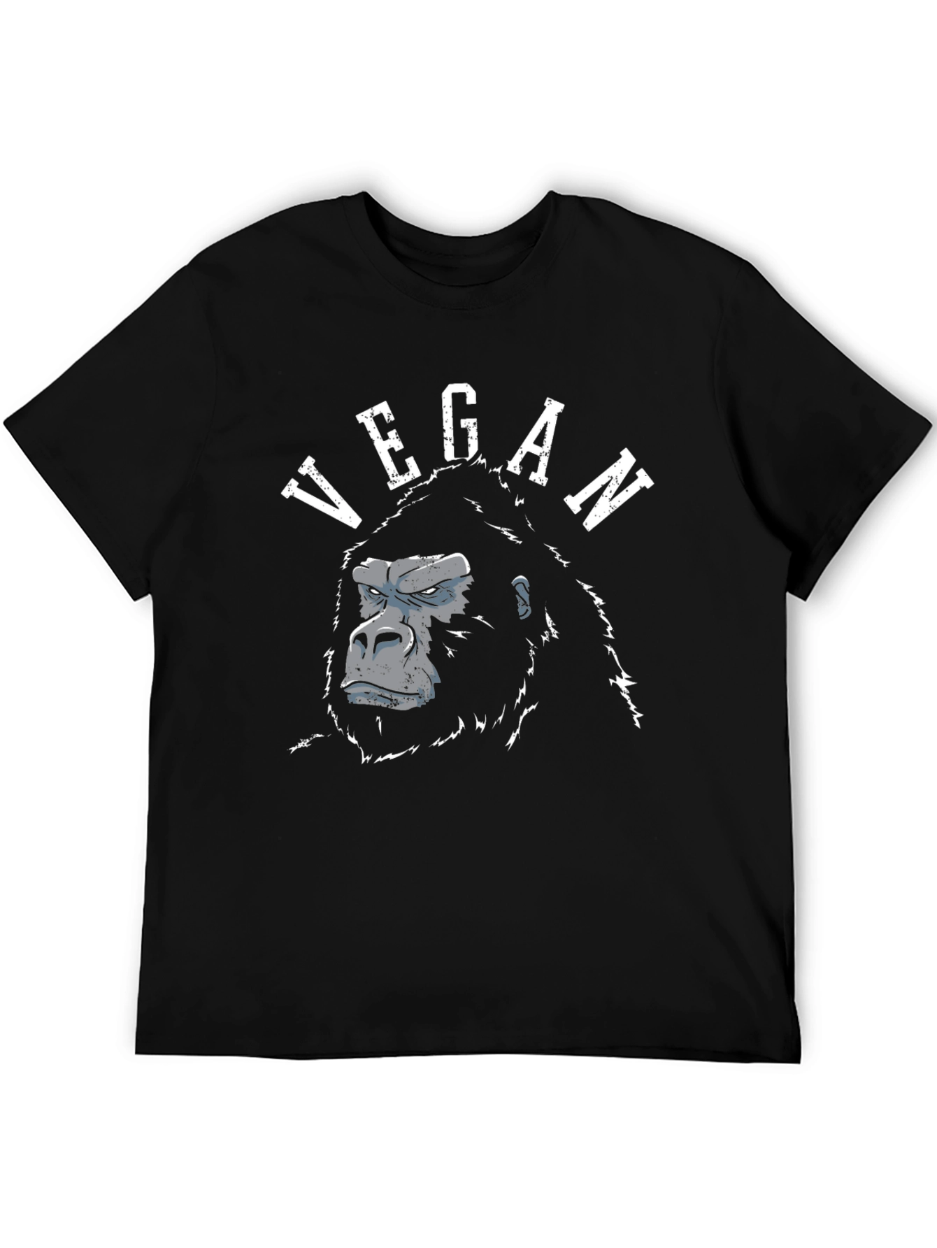 Vegan Gorilla Graphic T-Shirt - Black Crew Neck Tee