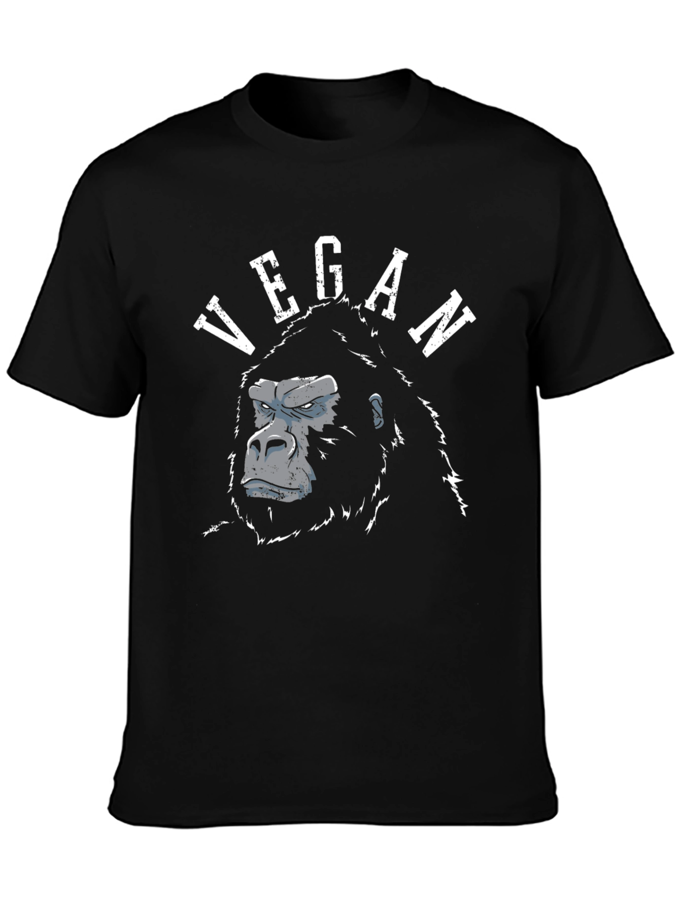 Vegan Gorilla Graphic T-Shirt - Black Crew Neck Tee