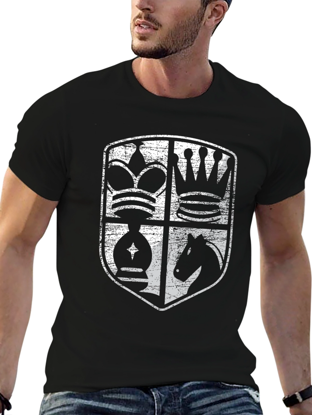 Chess Piece Shield Graphic T-Shirt