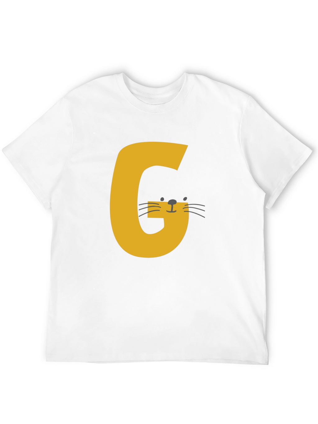 Letter G Cat Graphic T-Shirt - Black Cotton Tee