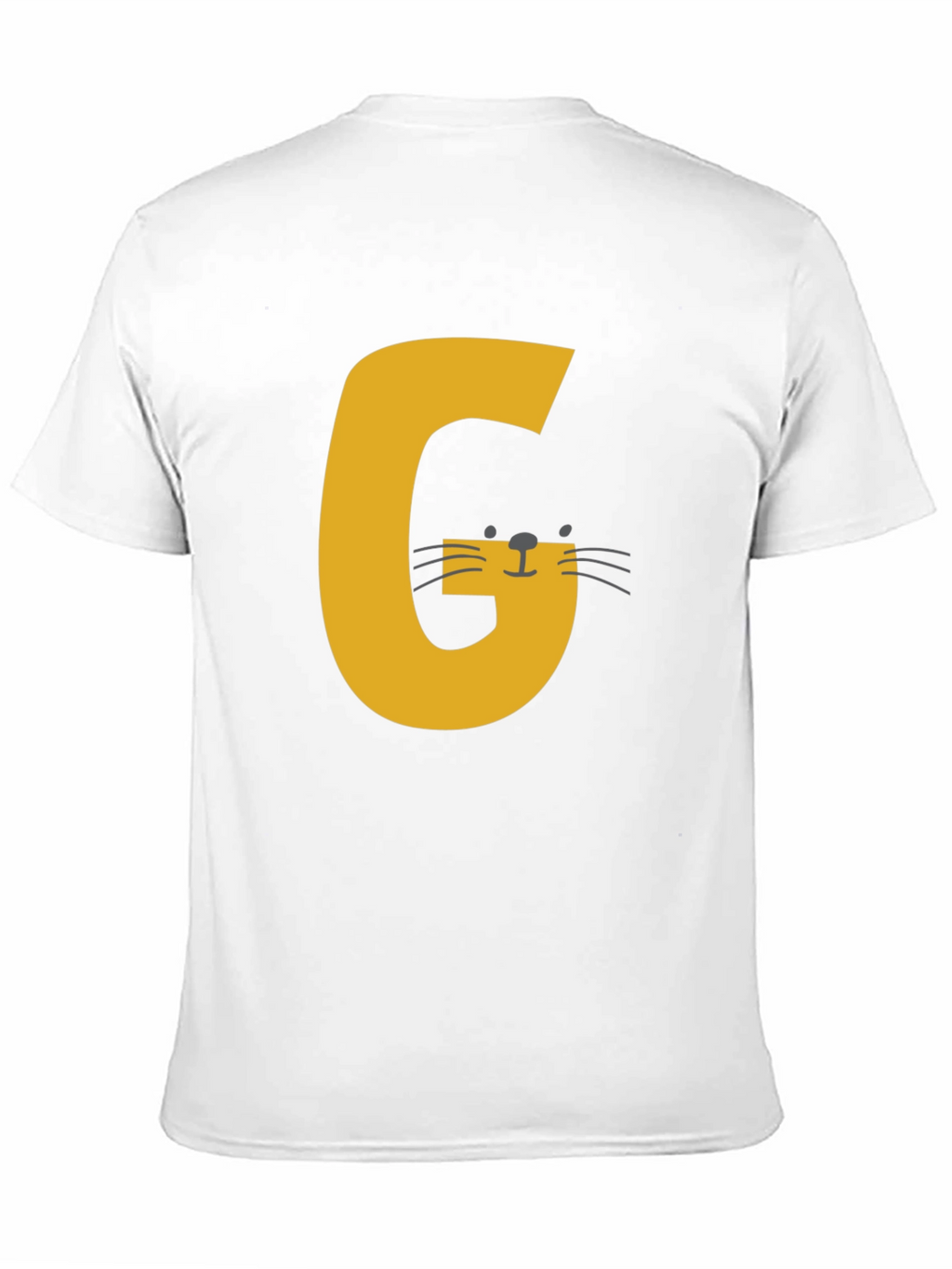 Letter G Cat Graphic T-Shirt - Black Cotton Tee