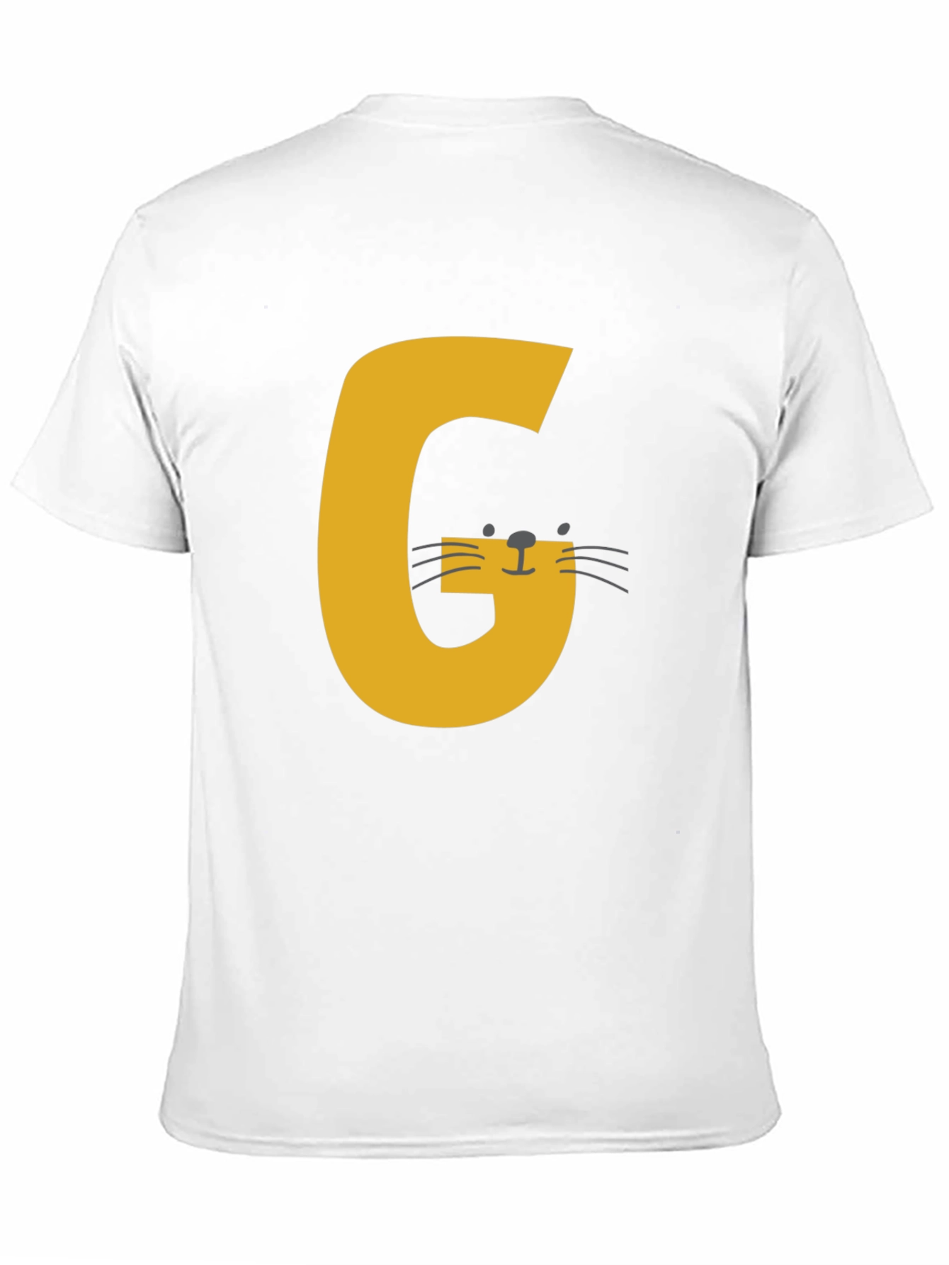 Letter G Cat Graphic T-Shirt - Black Cotton Tee