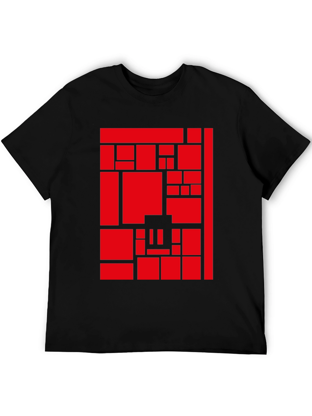 Abstract Geometric Red Block Pattern Print Tee