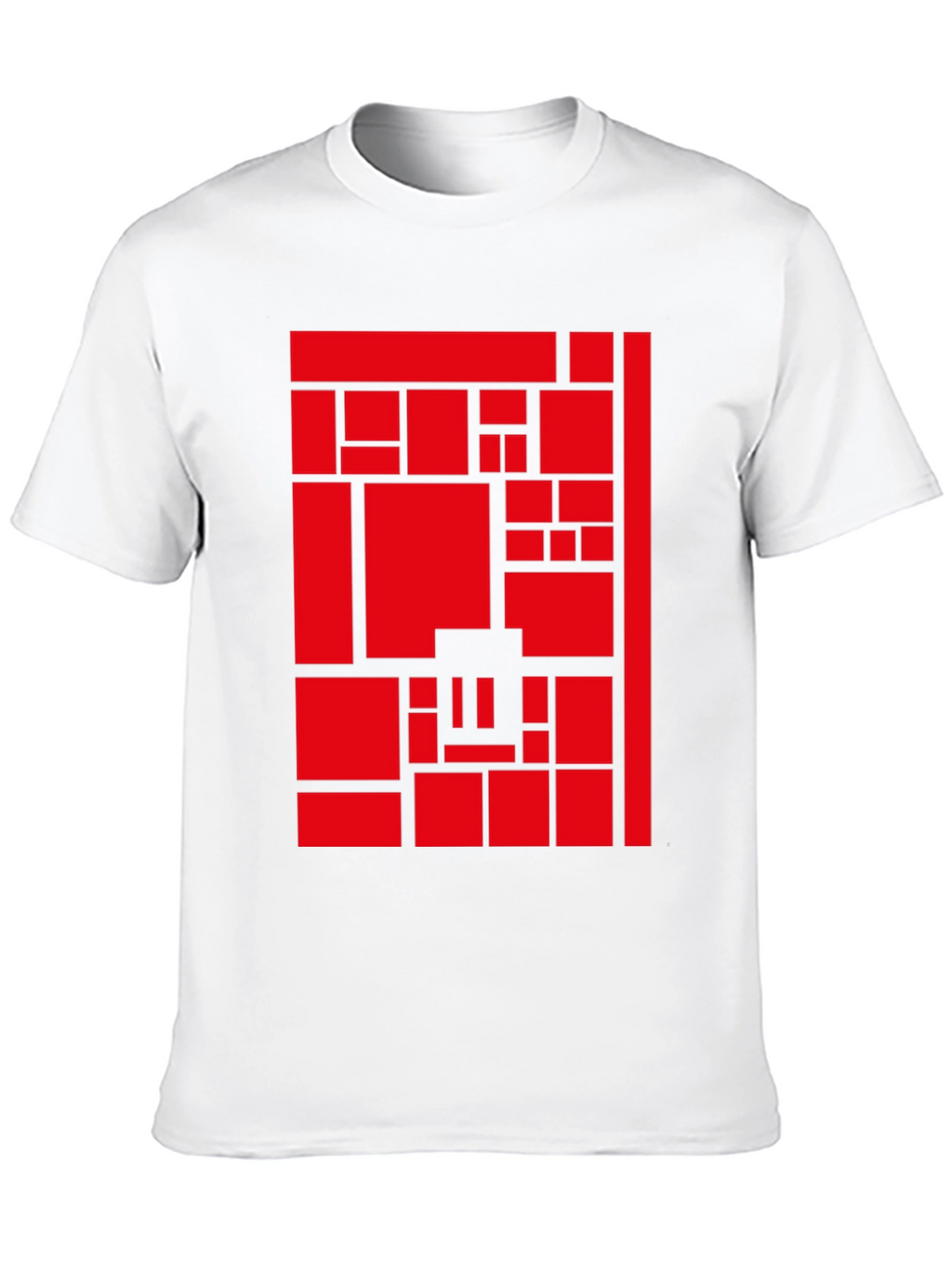 Abstract Geometric Red Block Pattern Print Tee