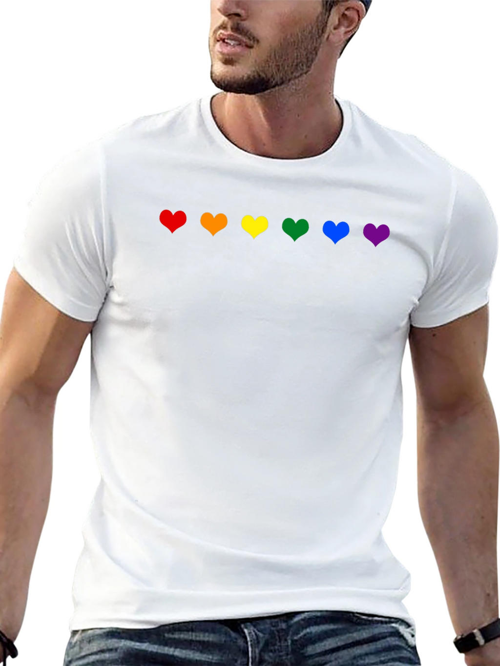Rainbow Hearts Pride T-Shirt - Black