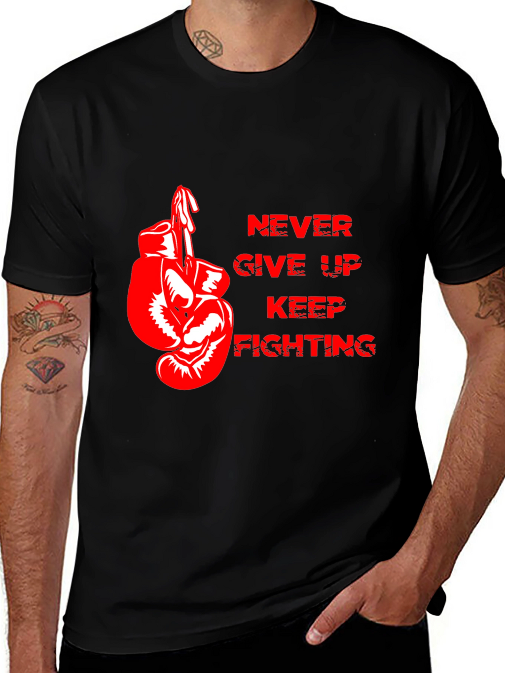 Motivational Boxing Gloves Graphic T-Shirt