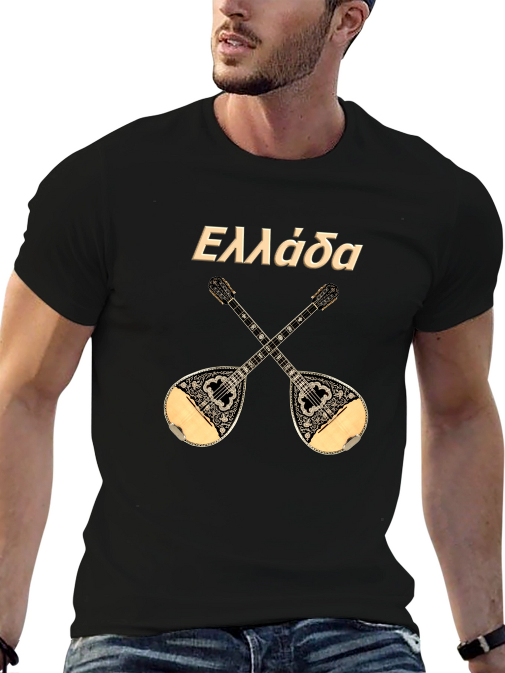 Greece Bouzouki T-Shirt - Black