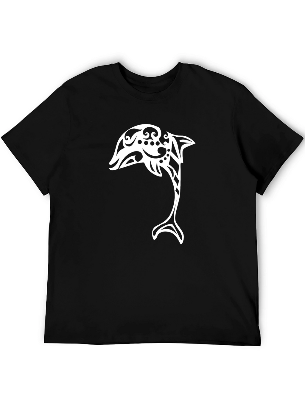 Tribal Dolphin Graphic Tee - Black Cotton Blend