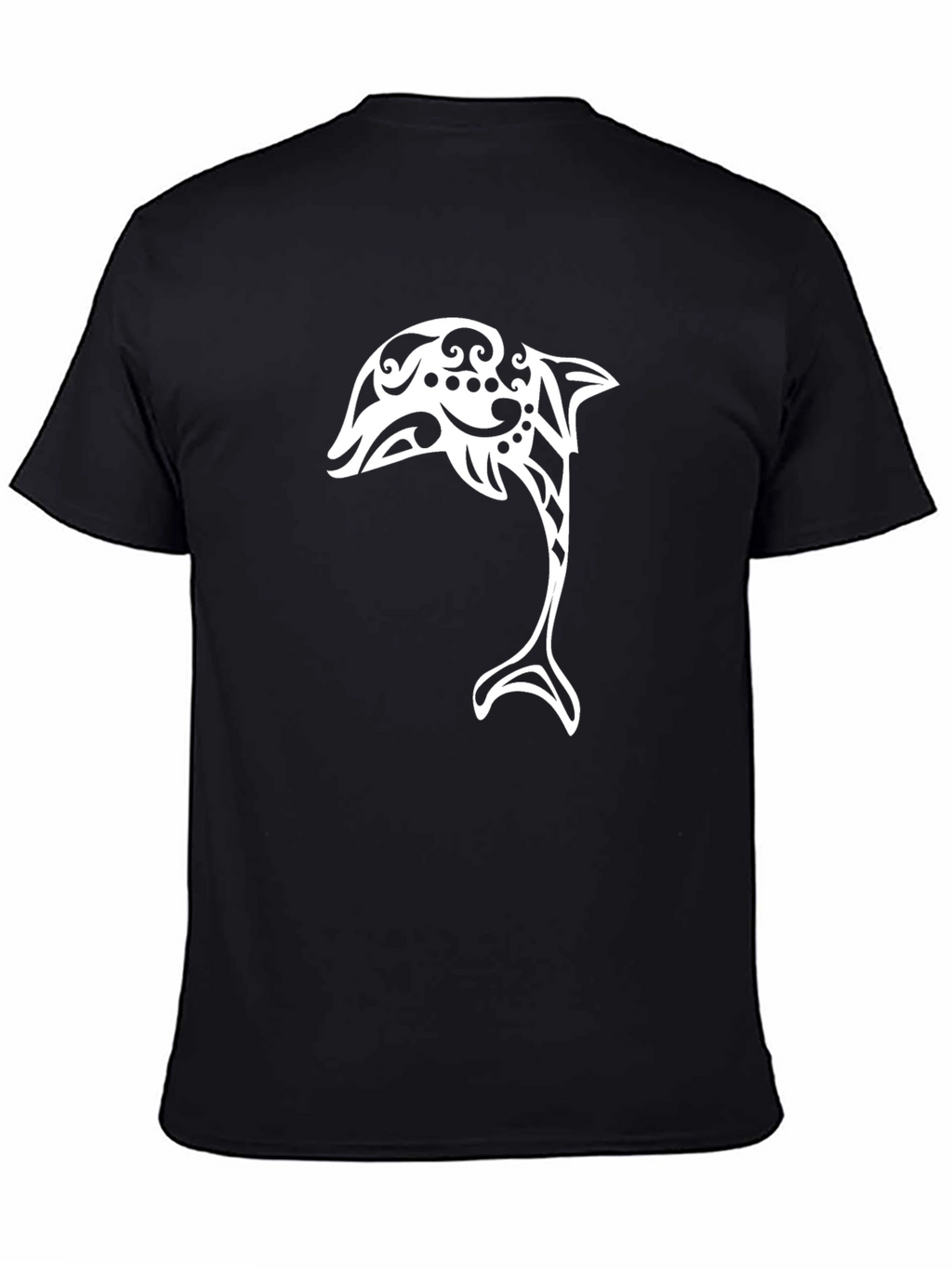 Tribal Dolphin Graphic Tee - Black Cotton Blend