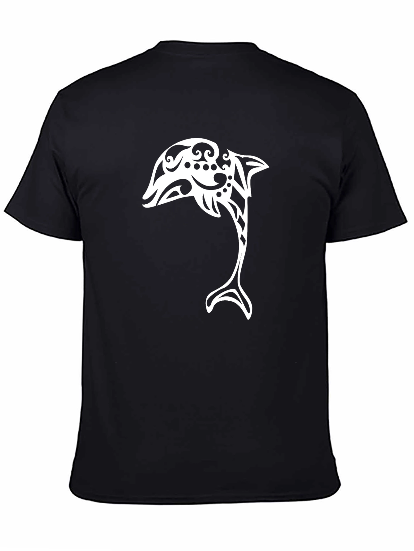 Tribal Dolphin Graphic Tee - Black Cotton Blend