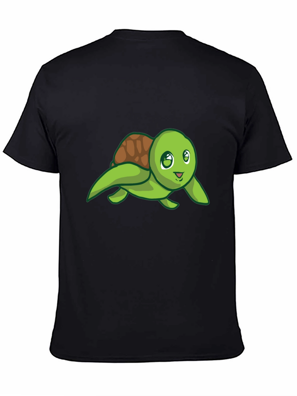 Cute Turtle Graphic Tee - Black Cotton T-Shirt