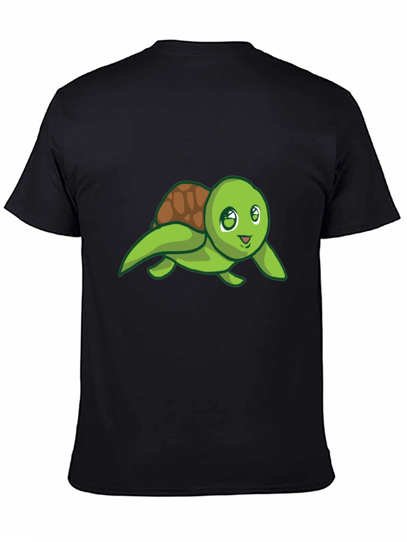 Cute Turtle Graphic Tee - Black Cotton T-Shirt