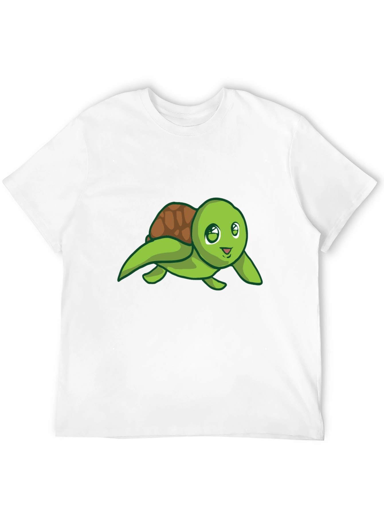 Cute Turtle Graphic Tee - Black Cotton T-Shirt