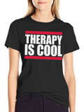 Therapy Is Cool Graphic Tee - Black Cotton T-Shirt
