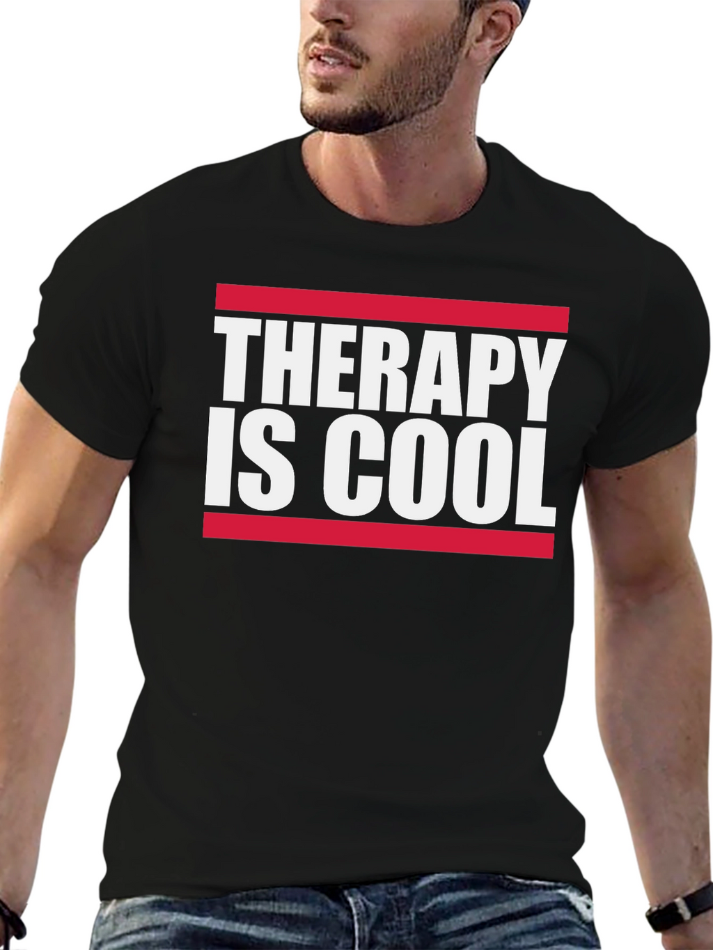 Therapy Is Cool Graphic Tee - Black Cotton T-Shirt