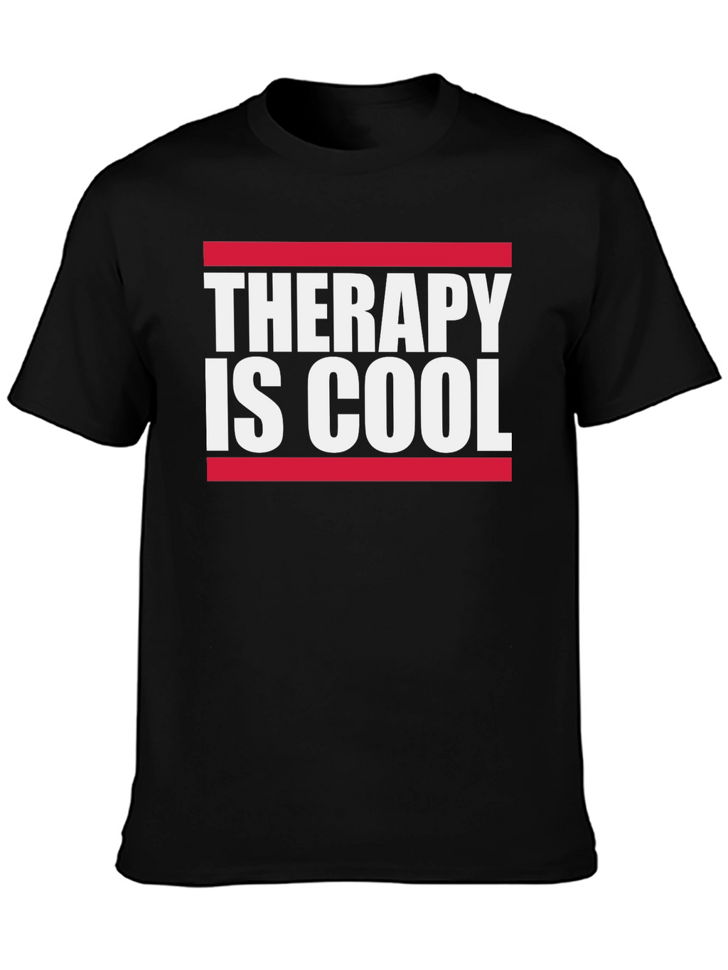 Therapy Is Cool Graphic Tee - Black Cotton T-Shirt