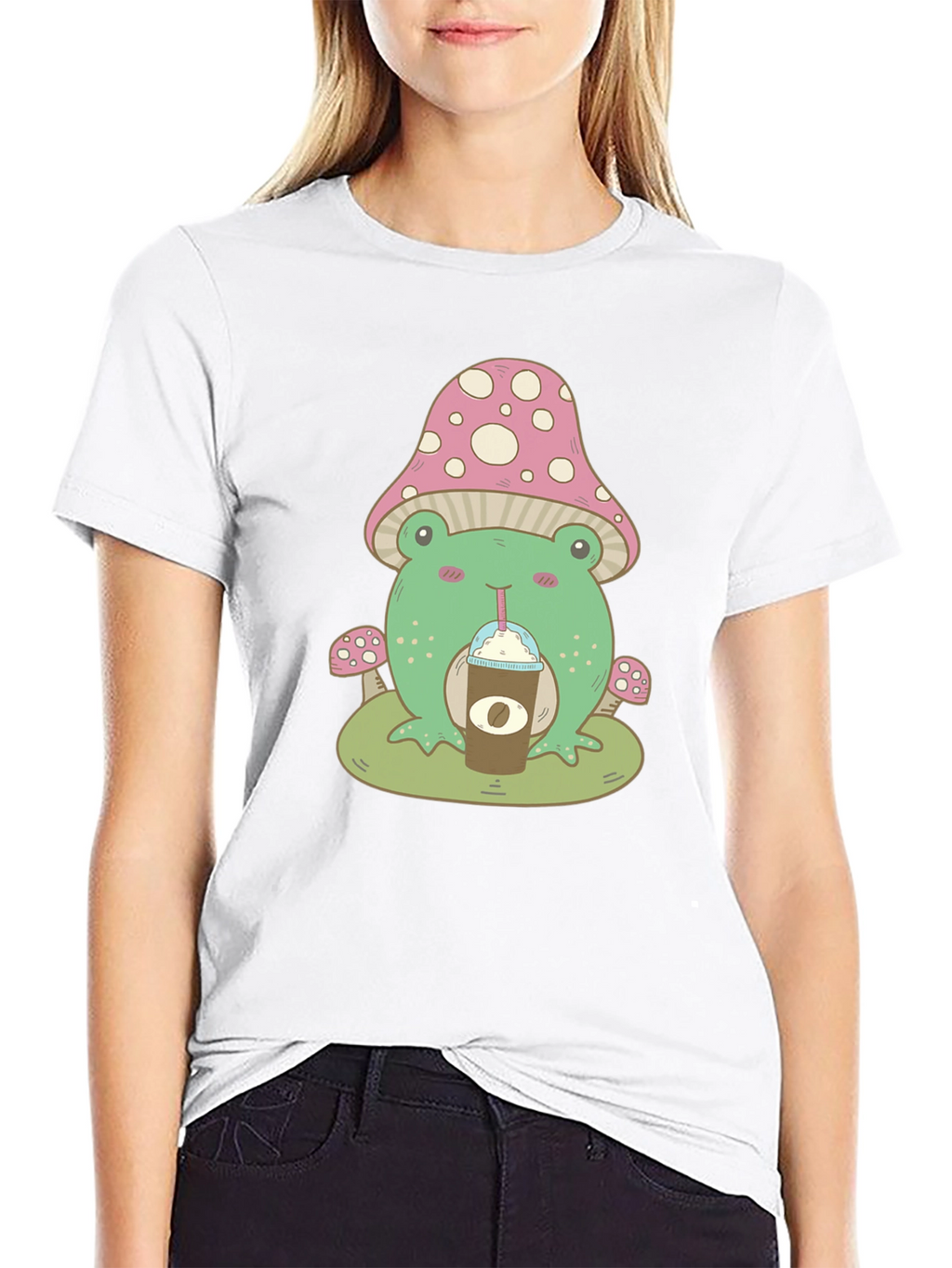 Cute Frog Mushroom Coffee T-Shirt
