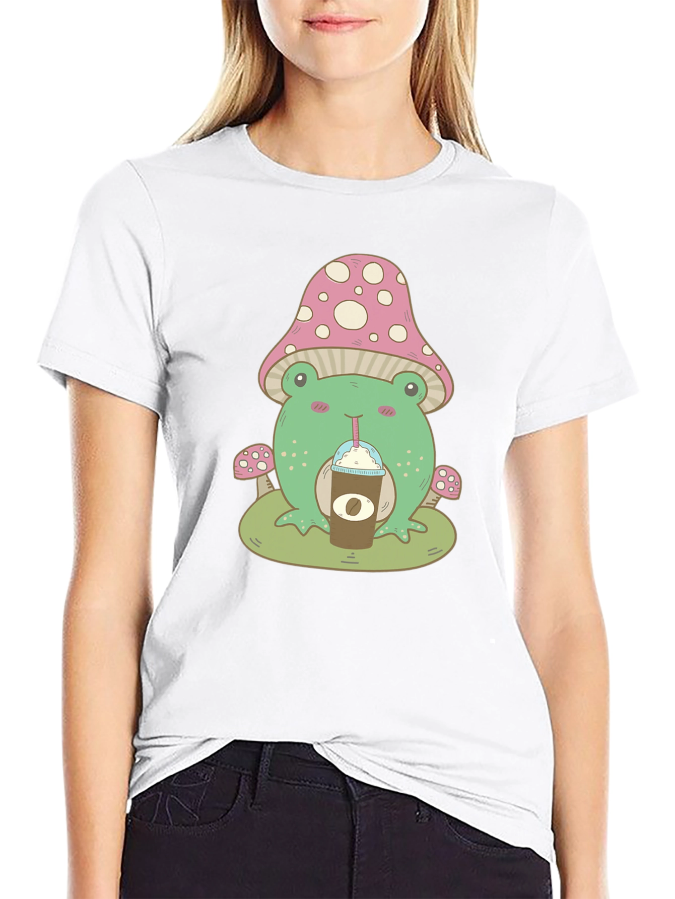 Cute Frog Mushroom Coffee T-Shirt