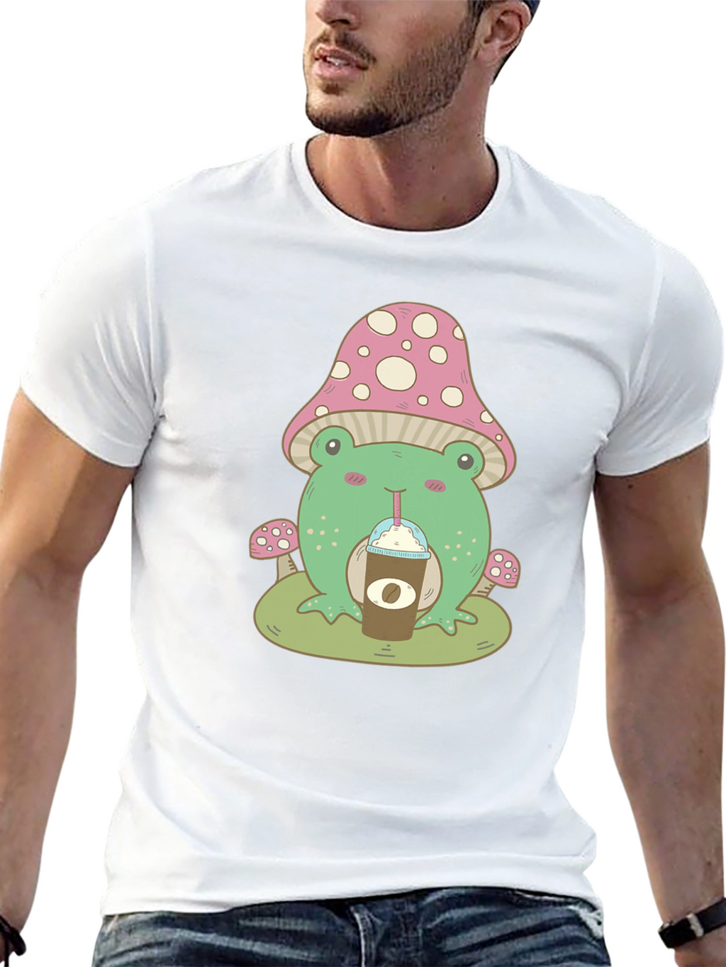 Cute Frog Mushroom Coffee T-Shirt