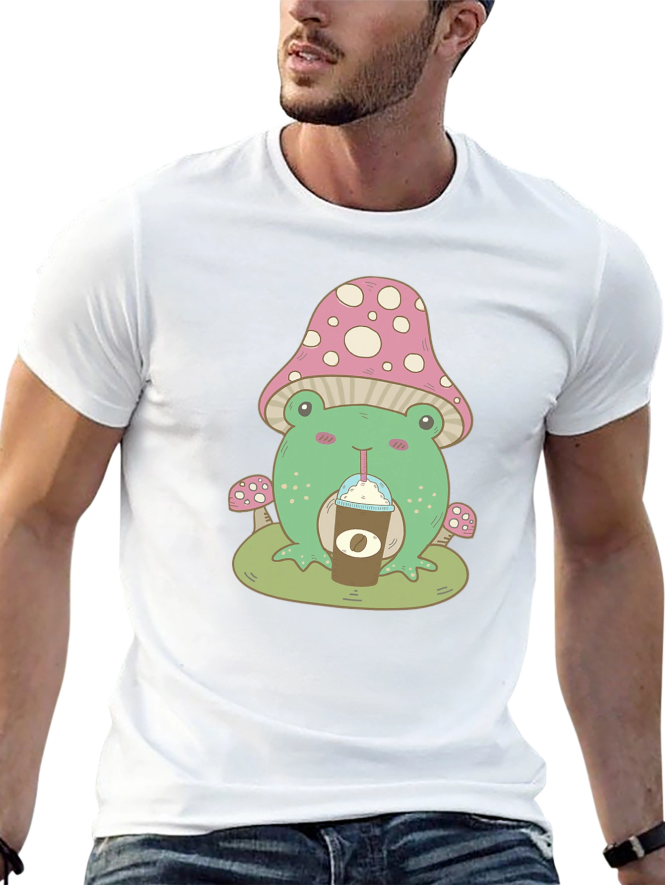 Cute Frog Mushroom Coffee T-Shirt