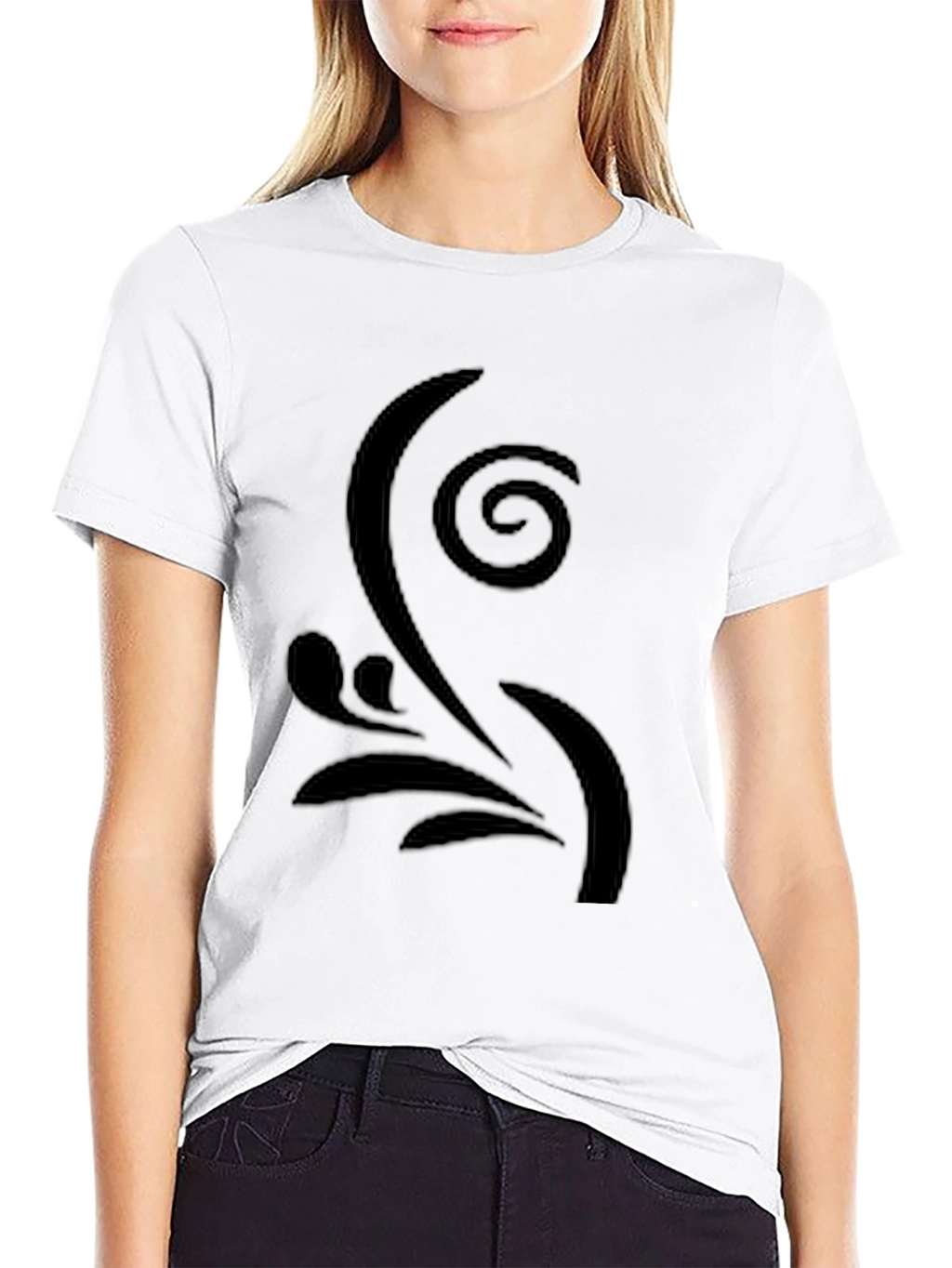 Elegant Swirl Graphic T-Shirt - Casual Black Tee
