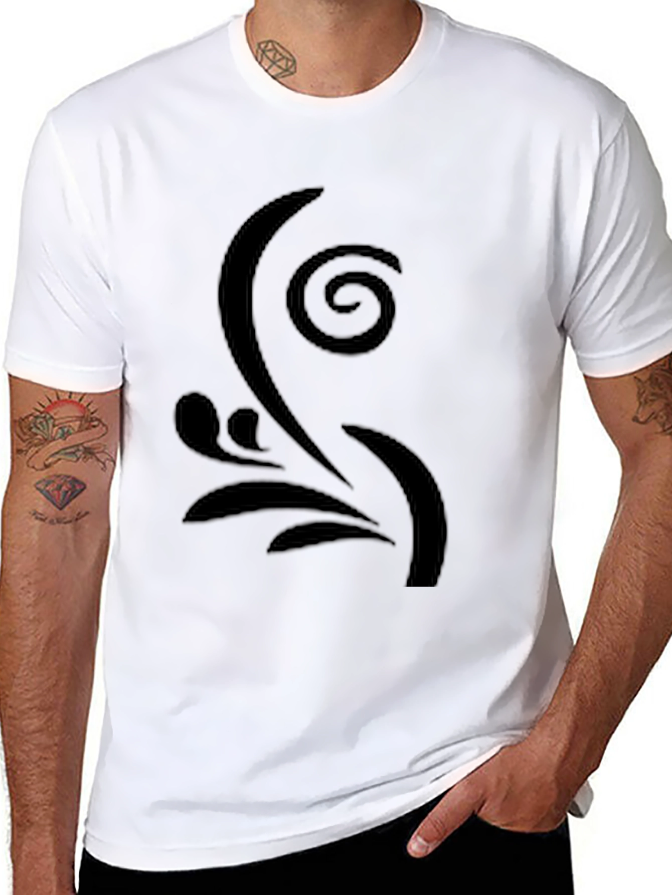 Elegant Swirl Graphic T-Shirt - Casual Black Tee