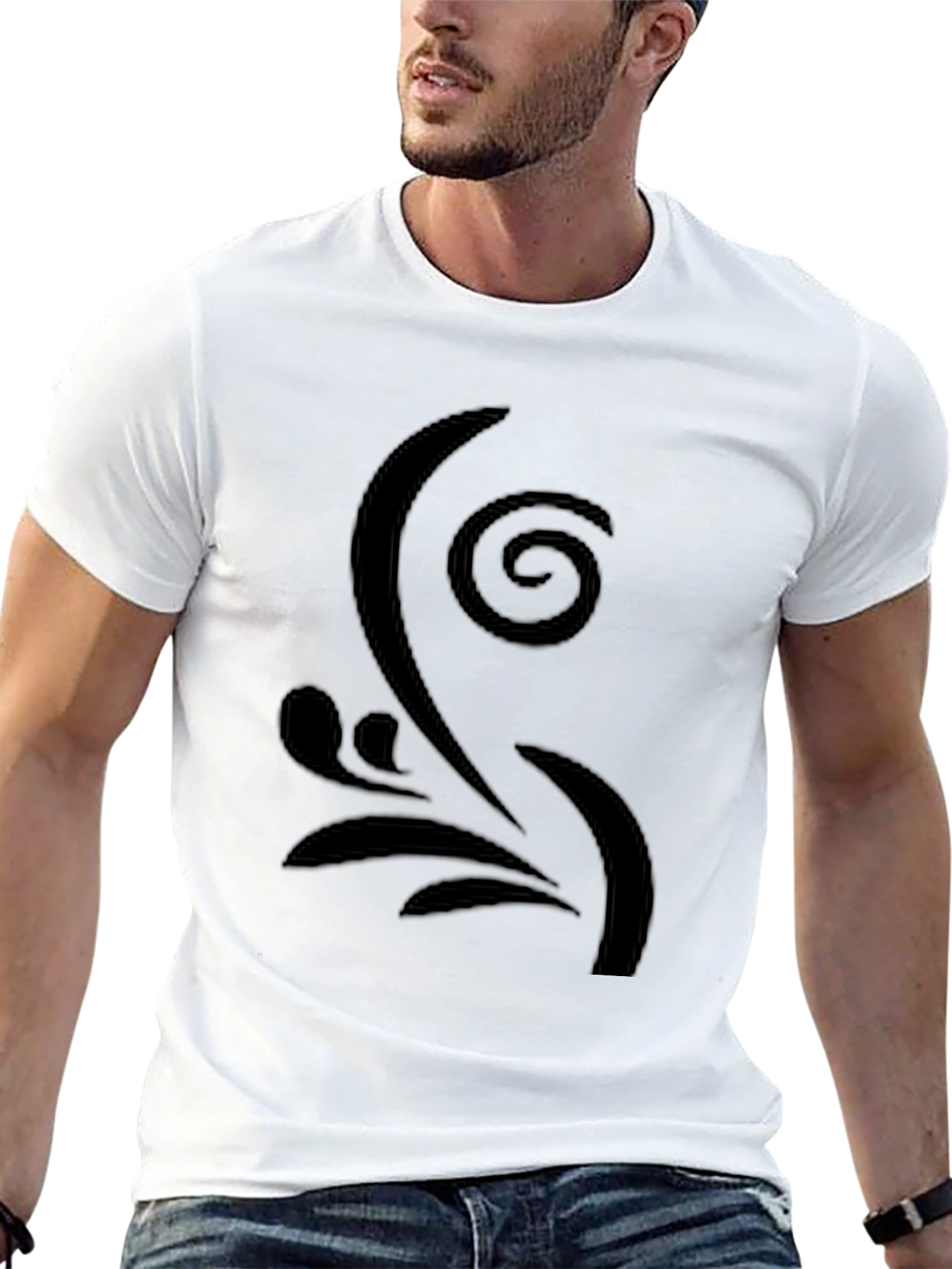 Elegant Swirl Graphic T-Shirt - Casual Black Tee