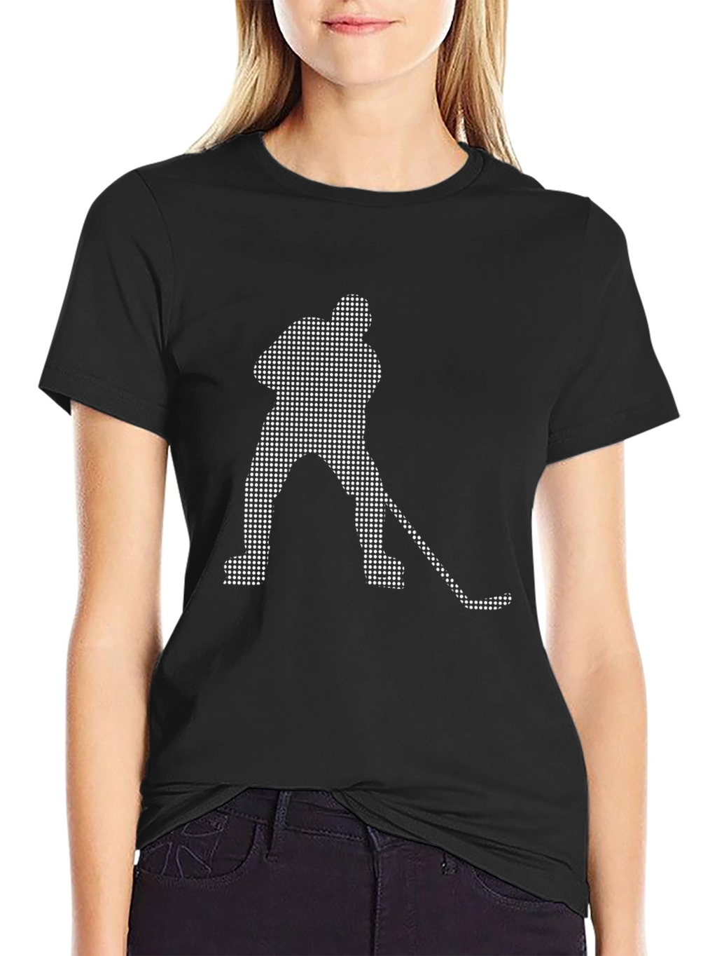 Hockey Player Dot Art Graphic T-Shirt