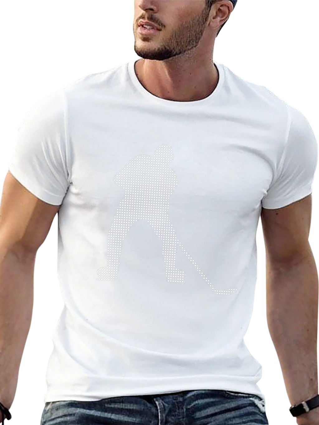 Hockey Player Dot Art Graphic T-Shirt