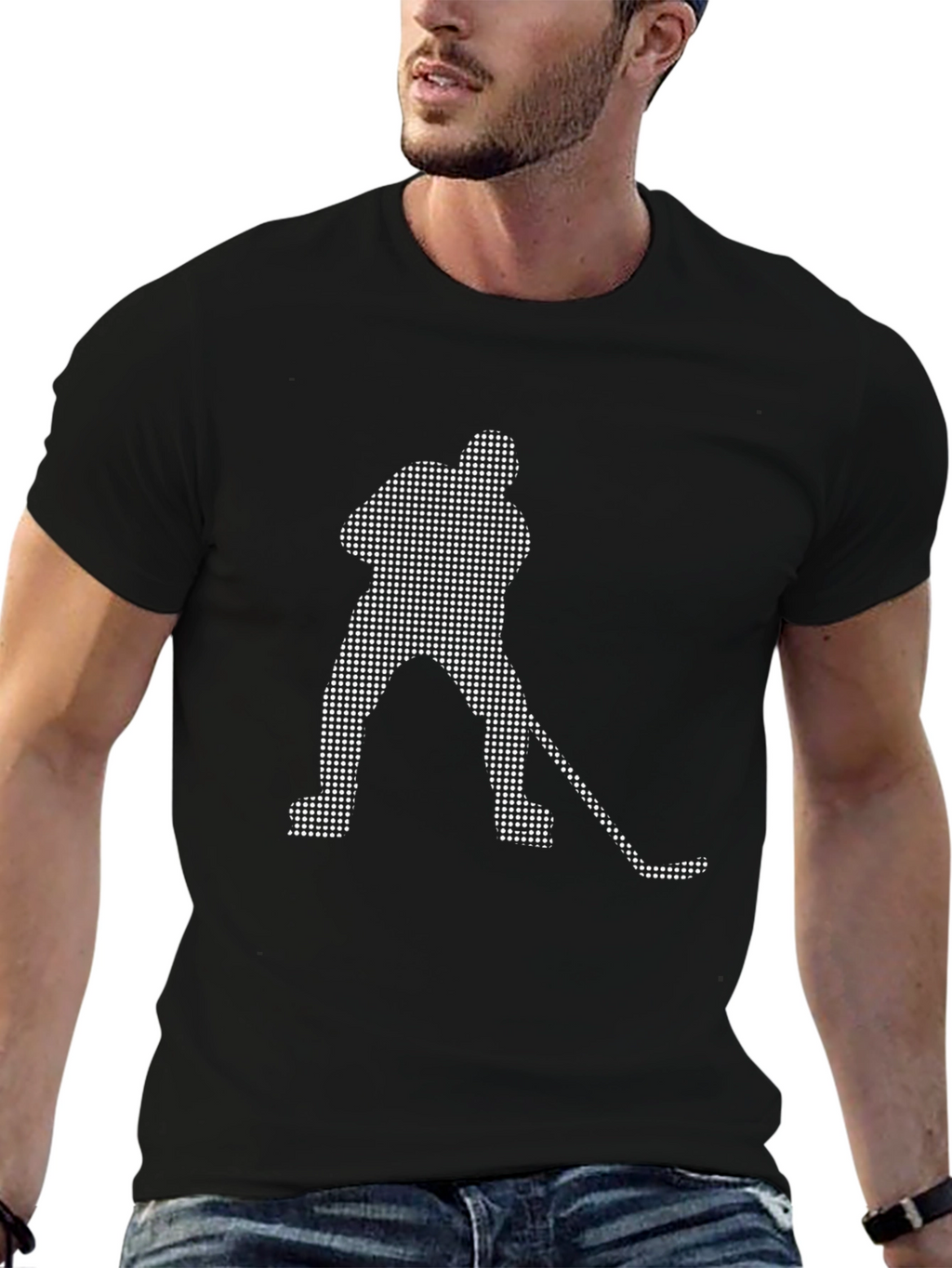 Hockey Player Dot Art Graphic T-Shirt