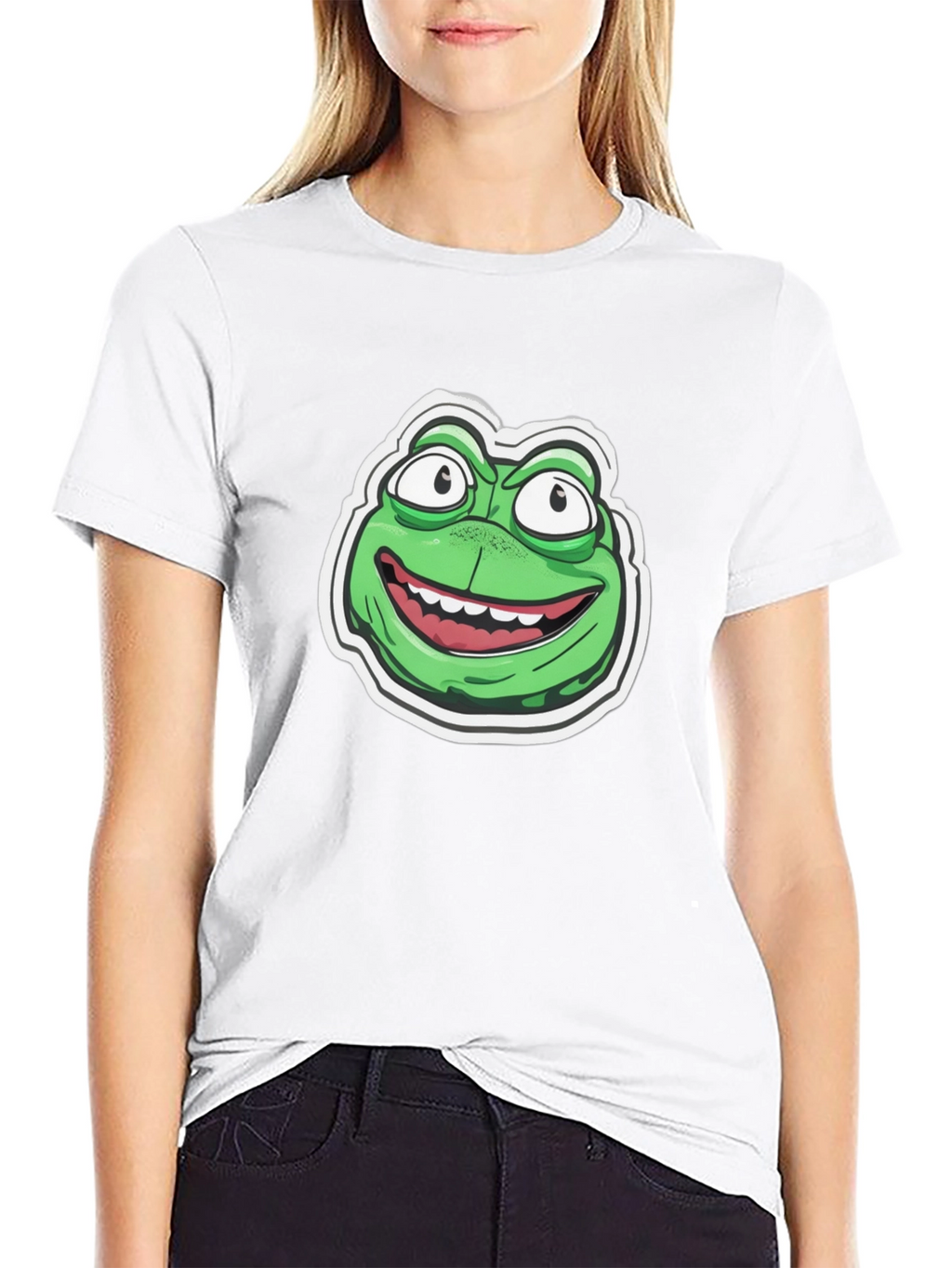 Frog Cartoon Graphic Black T-Shirt
