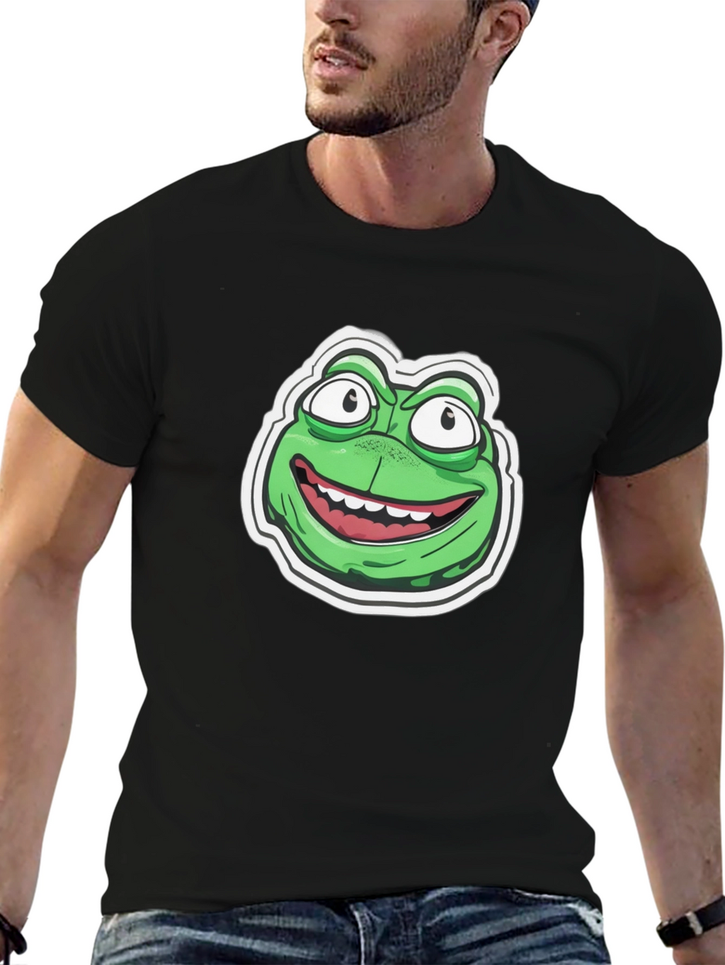 Frog Cartoon Graphic Black T-Shirt