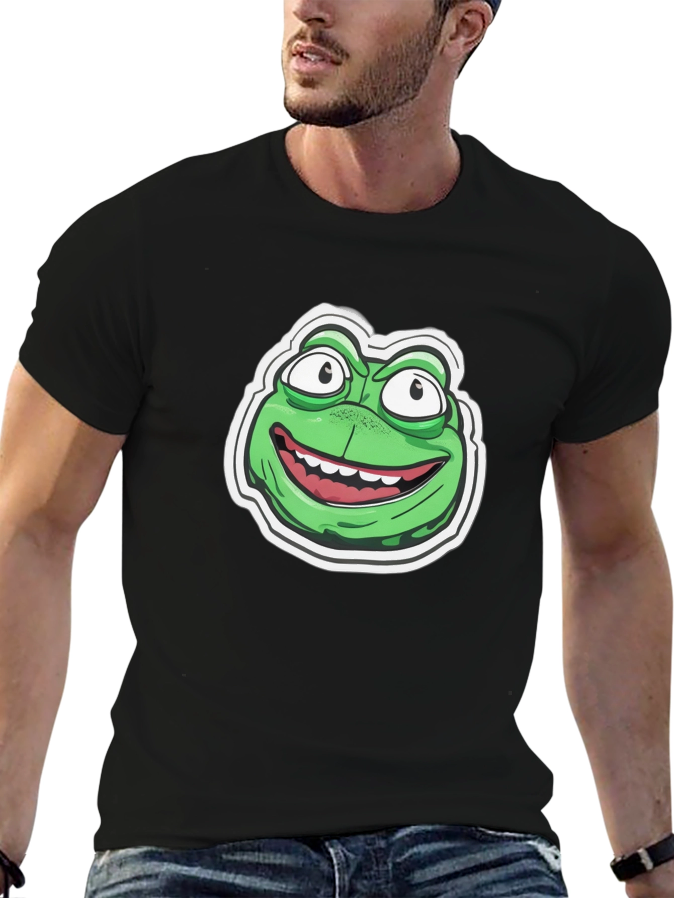Frog Cartoon Graphic Black T-Shirt