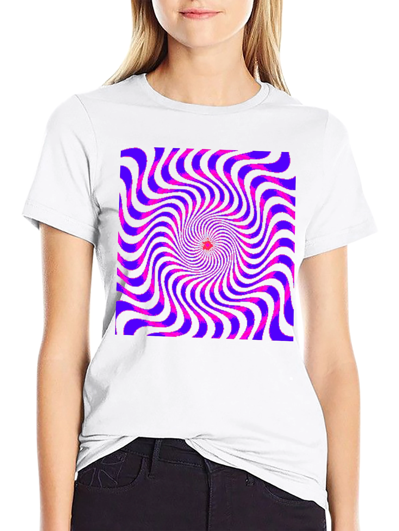 Optical Illusion Spiral Graphic Tee - Black