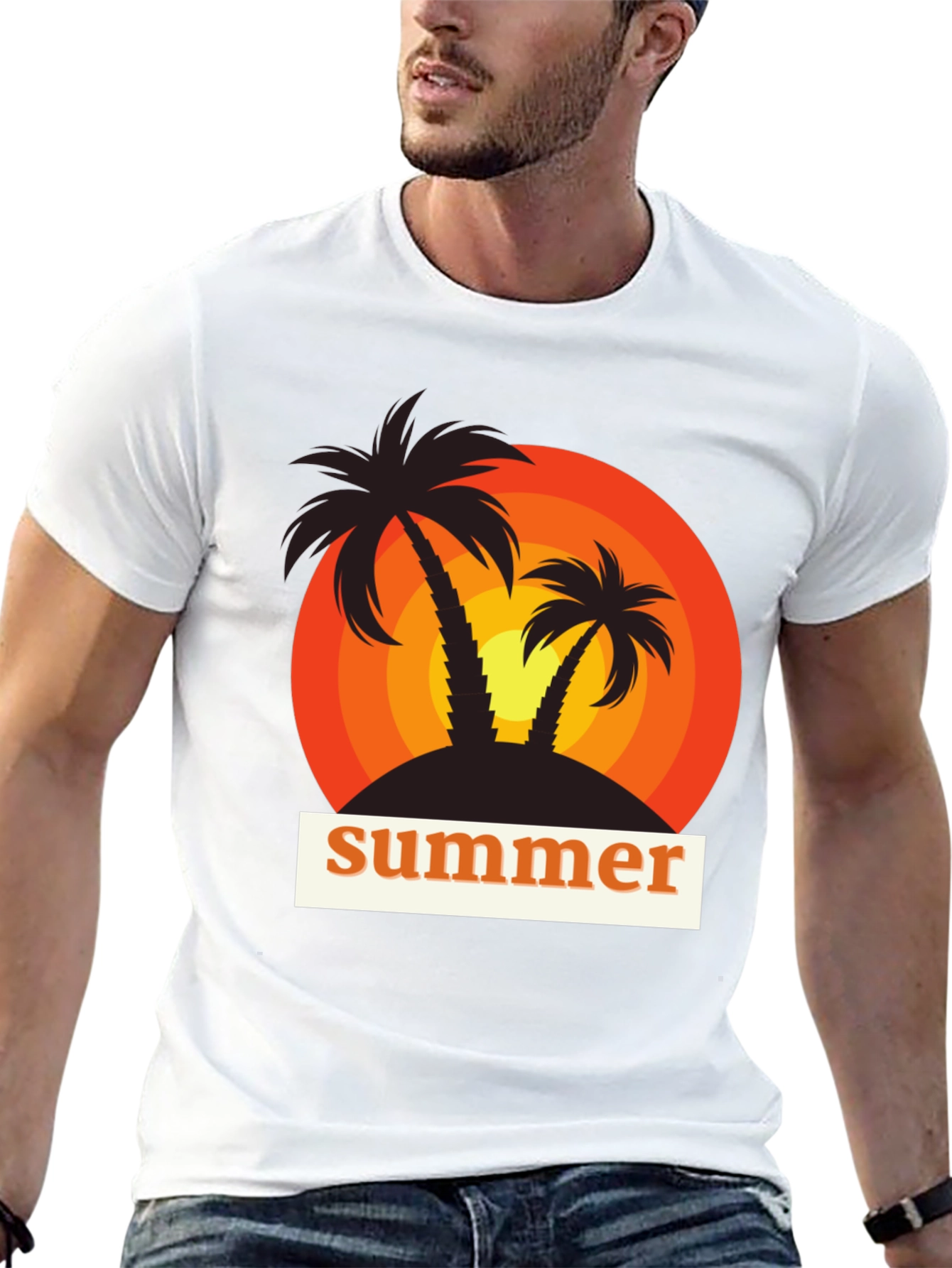 Summer Vibes Palm Tree Graphic T-Shirt
