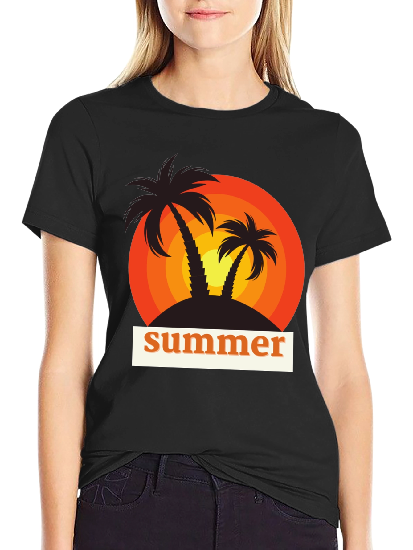 Summer Vibes Palm Tree Graphic T-Shirt