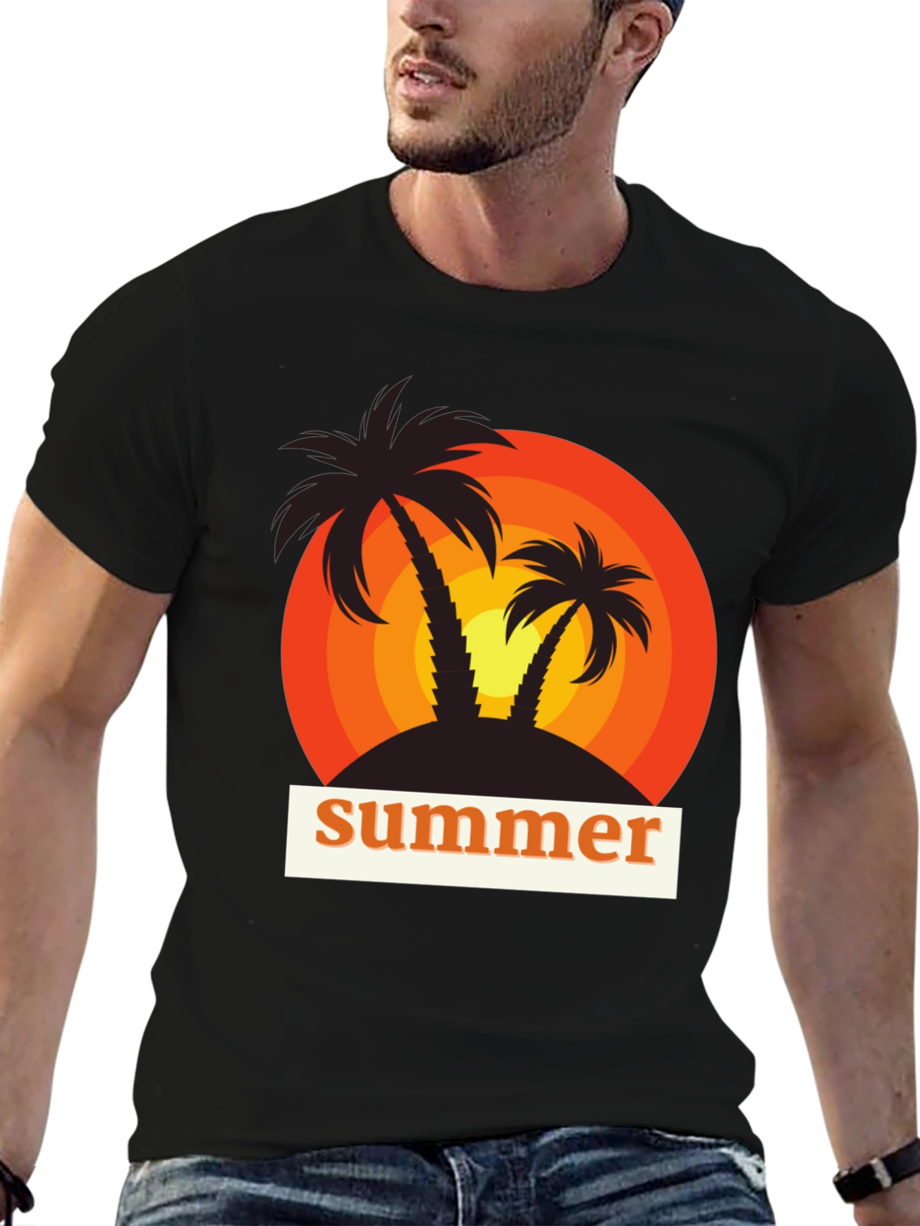 Summer Vibes Palm Tree Graphic T-Shirt