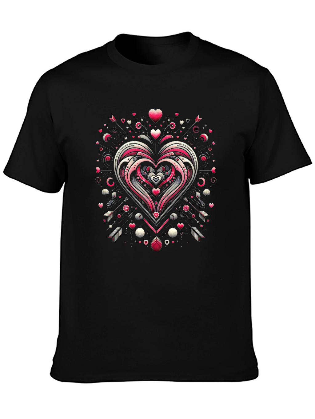 Heart Arrow Valentines Day Graphic Black T-Shirt
