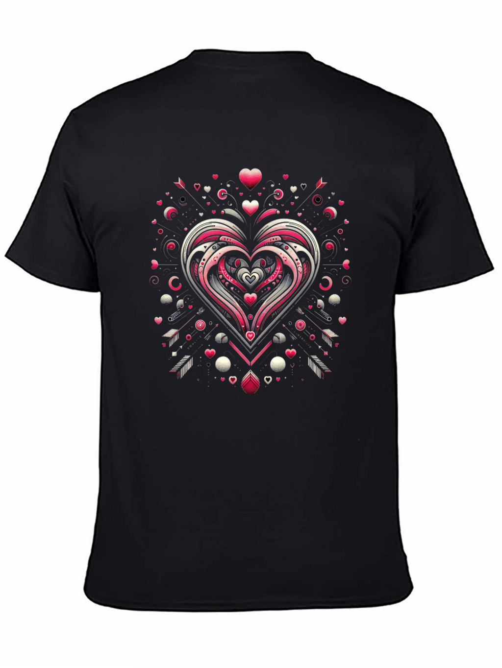 Heart Arrow Valentines Day Graphic Black T-Shirt