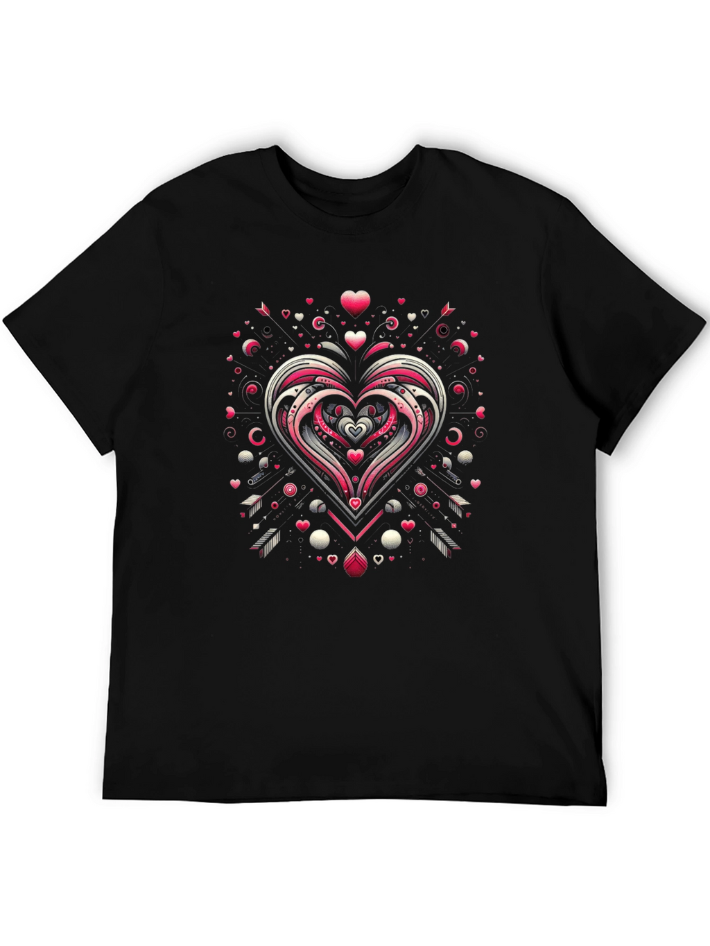 Heart Arrow Valentines Day Graphic Black T-Shirt