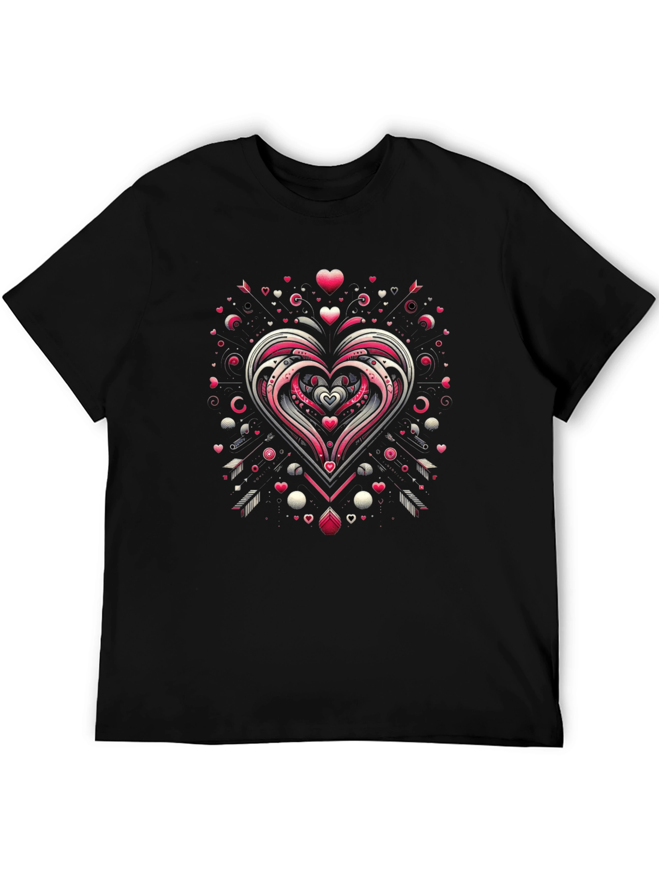 Heart Arrow Valentines Day Graphic Black T-Shirt