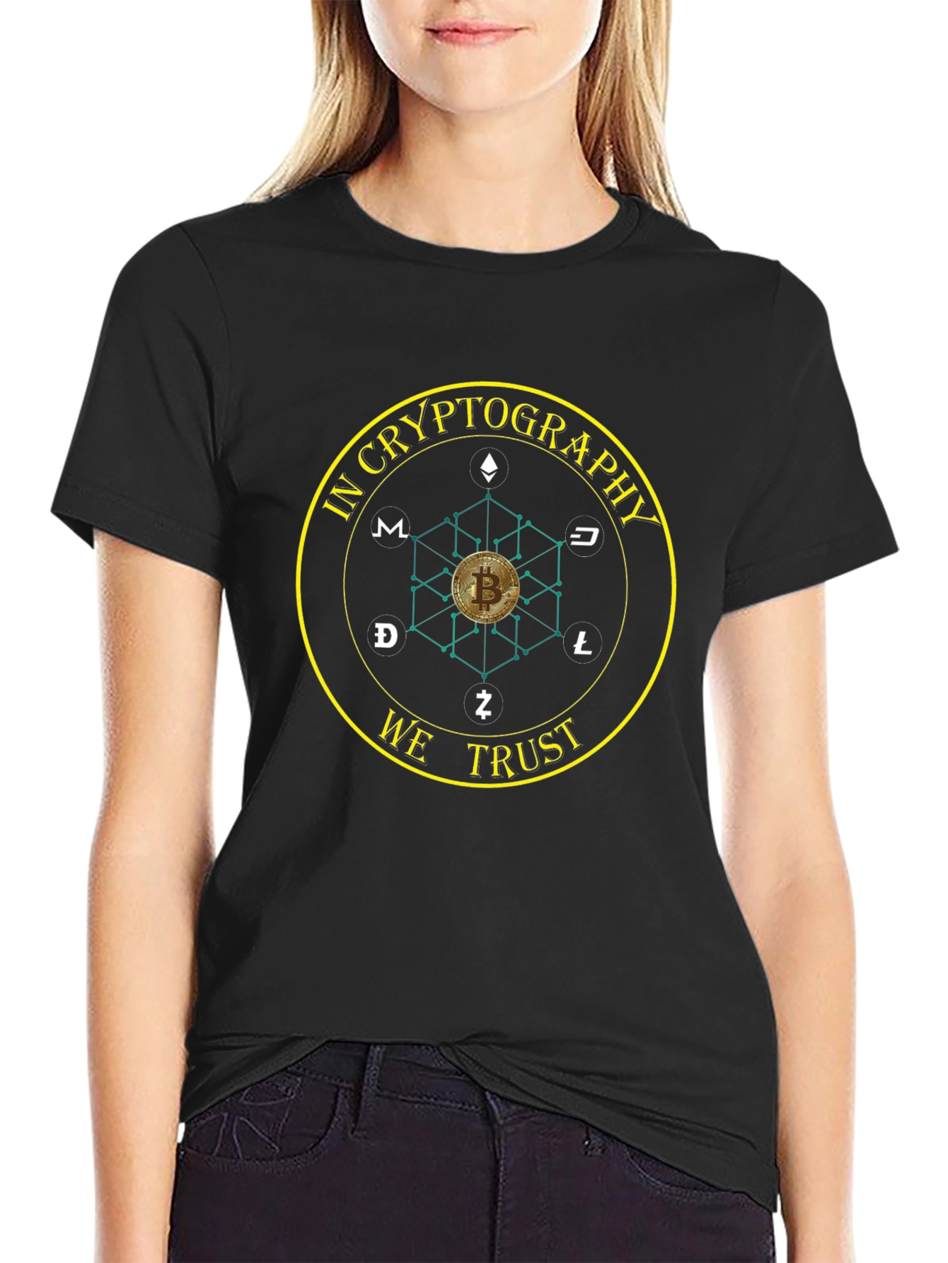 Crypto T-Shirt: In Cryptography We Trust Bitcoin Tee