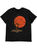 Halloween Tree and Bats Graphic T-Shirt