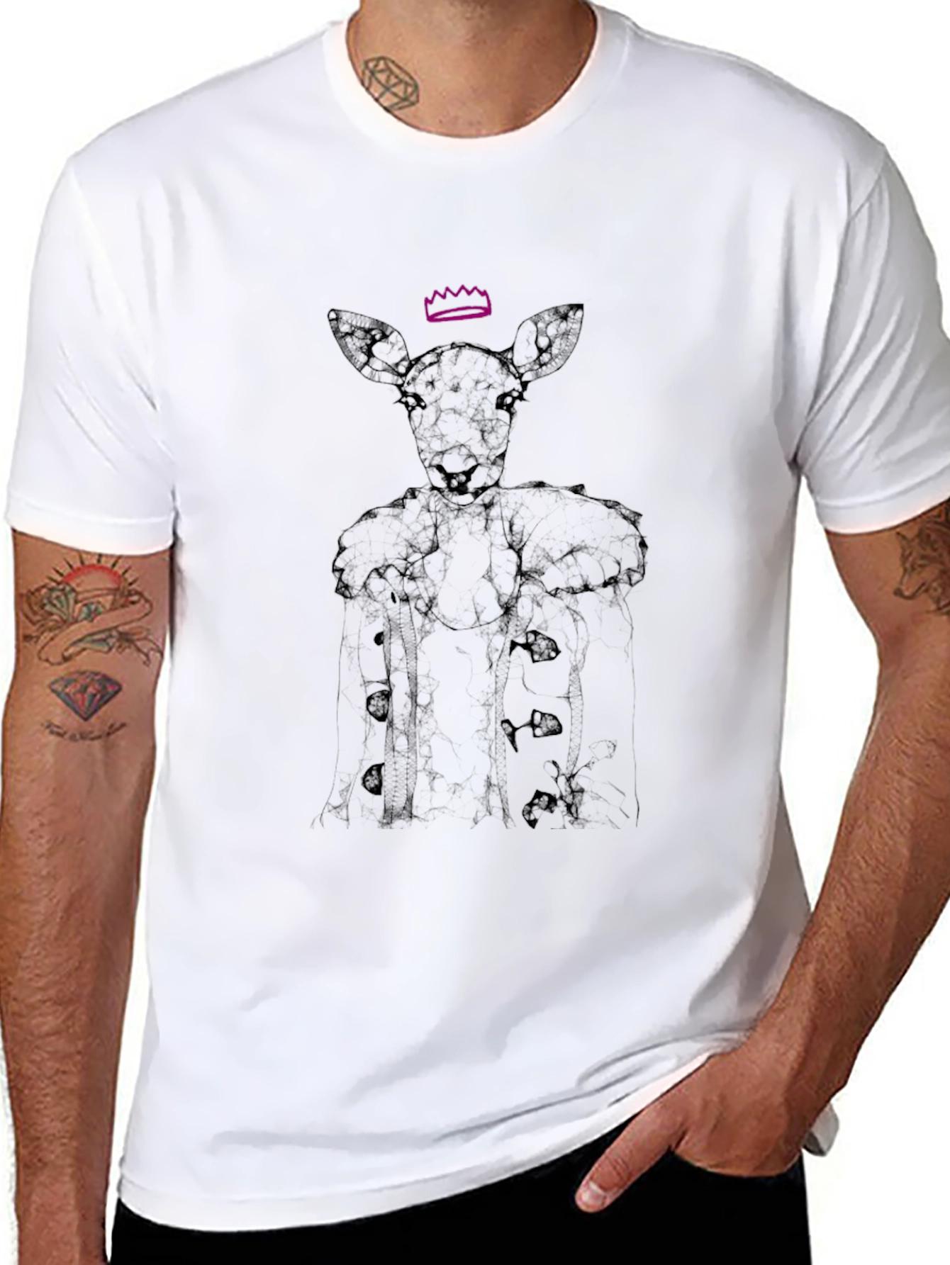 Deer Queen Graphic T-Shirt - Black Unique Design