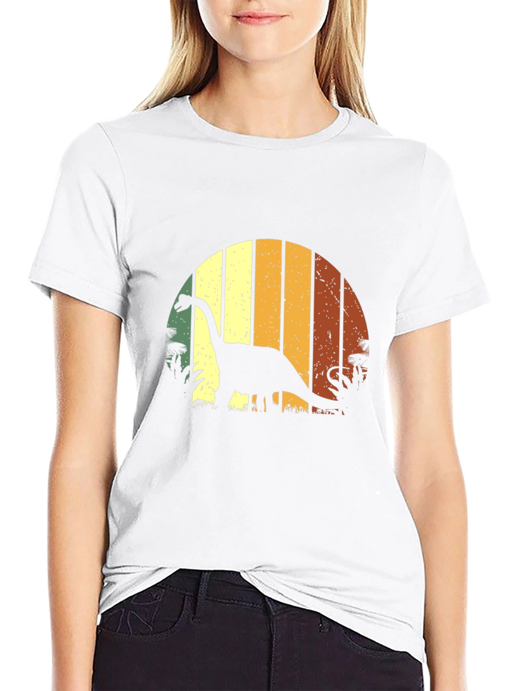 Retro Dinosaur Sunset Graphic T-Shirt