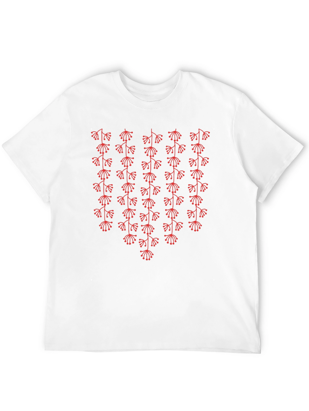 Mens Black T-Shirt with Red Floral Pattern