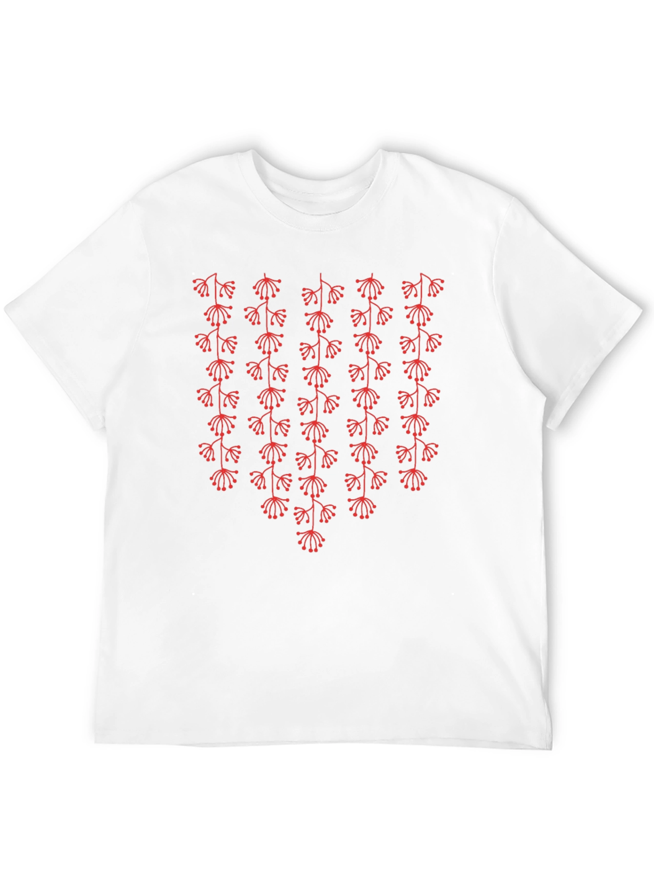 Mens Black T-Shirt with Red Floral Pattern