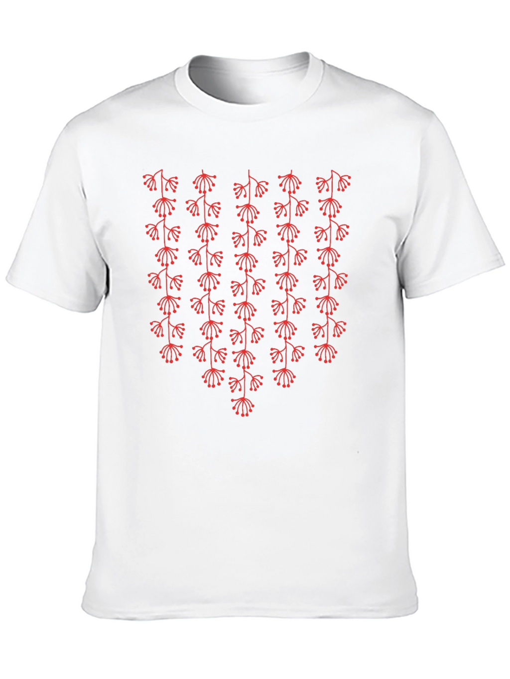 Mens Black T-Shirt with Red Floral Pattern